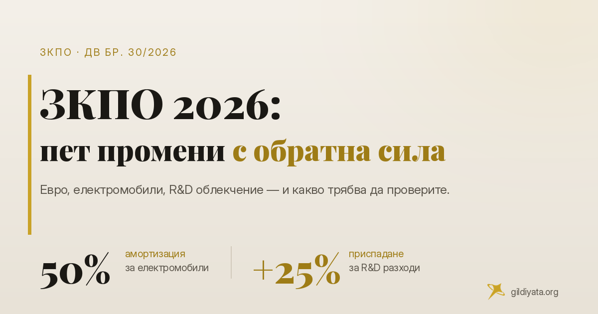 ЗИД на ЗКПО бр. 30/2026 - всички промени на едно място